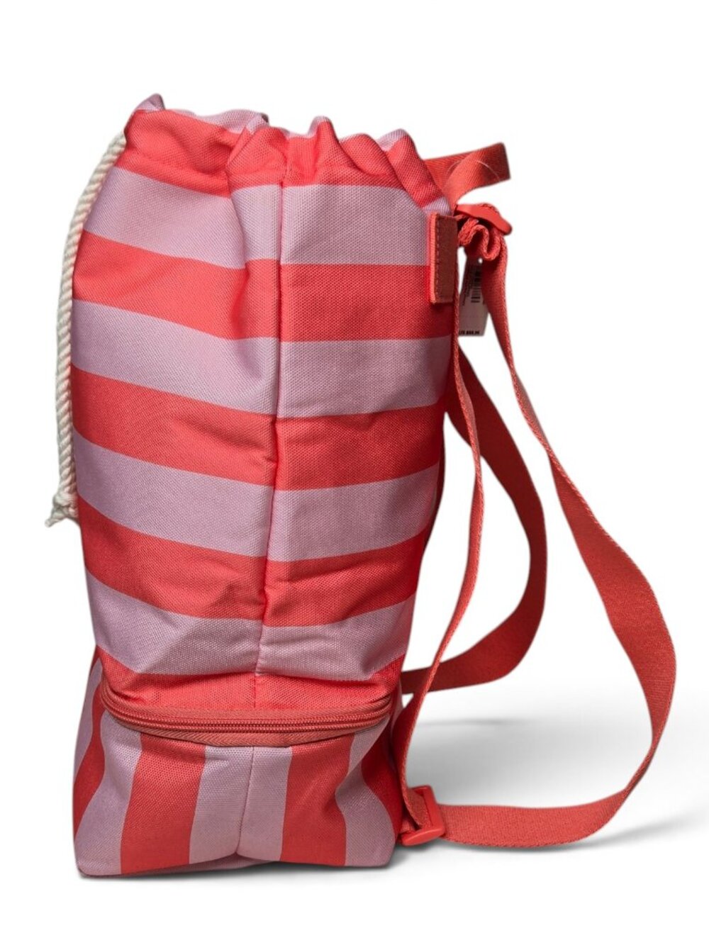 NWT Victoria's Secret Striped Canvas Beach Cooler Backpack Bag Cinch Top Napsack - Picture 3 of 9